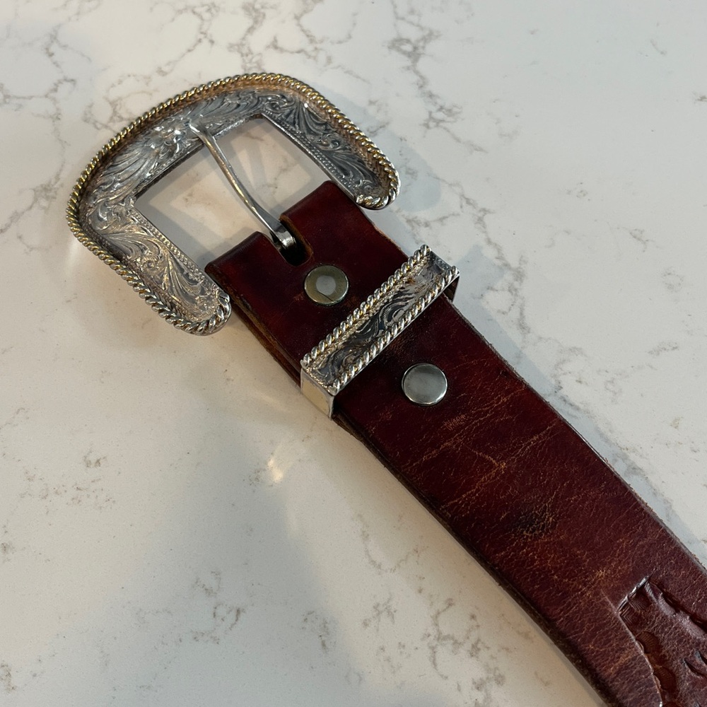 Custom vintage belt Montana Silversmith’s hardware size 34(approximately) - Picture 5 of 9